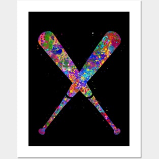 Baseball bat watercolor Posters and Art